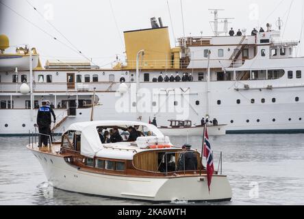 OSLO, Norwegen 20170510. Die königlichen Gäste auf dem Weg zum Mittagessen in der Royal Yacht HNoMY Norge. Foto:Berit Roald / NTB scanpix Stockfoto