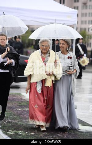 Oslo, Norwegen 20170510. Die königlichen Gäste kommen zur Feier des 80.-jährigen Bestehens von König Harald von Norwegen und Königin Sonja von Norwegen in die Oper. Prinzessin von Norwegen, Frau Ferner. Foto: Jon Olav Nesvold / NTB scanpix Stockfoto