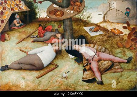 Pieter Brueghel der Ältere, das Land von Cockaigne, Ölgemälde auf Tafel, 1567 Stockfoto