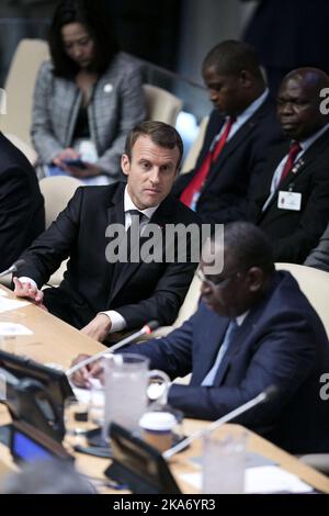 New York, USA 20170920. Die Zukunft finanzieren - Bildung für alle. In der Jury unter anderem Frankreichs Präsident Emmanuel Macron. Foto: Pontus Höök / NTB scanpi Stockfoto