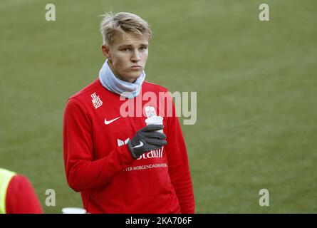 Drammen, Norwegen 20171009. Martin Oedegaard am Montag beim U-21-Training im Marienlyst-Stadion vor der morgigen internationalen U-21 gegen Deutschland. Foto: Terje Bendiksby / NTB scanpi Stockfoto