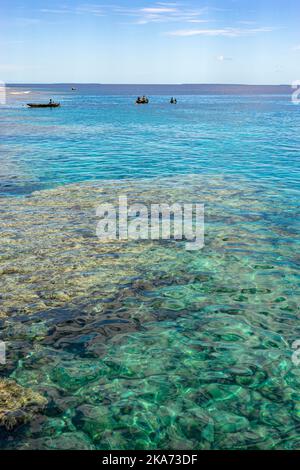 Korallenriff vor dem Strand auf Kiriwina Island, Milne Bay Province, Papua-Neuguinea Stockfoto