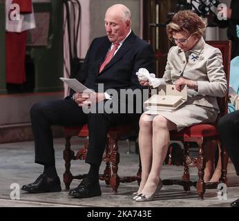 Oslo, Norwegen 20180829. König Harald und Königin Sonja feiern ihren goldenen Hochzeitstag mit einem Gottesdienst im Osloer Dom. POOL Foto: Lise Aaserud / NTB scanpi Stockfoto