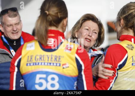 Seefeld, Österreich 20190226. Königin Sonja war während der Weltmeisterschaft in Seefeld 2019 beim 10 km Langlaufen für Frauen anwesend. Foto: Tore Meek / NTB scanpi Stockfoto