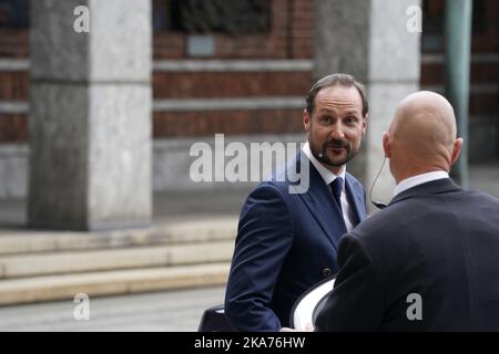 OSLO, Norwegen 20190515. Kronprinz Haakon nimmt am Mittwochnachmittag am Business for Peace Summit im Rathaus von Oslo Teil. Foto: Heiko Junge / NTB scanpi Stockfoto