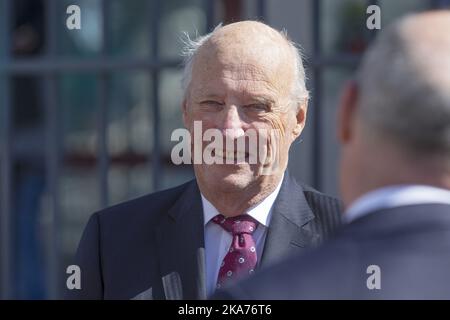 Oslo, Norwegen 20190529. König Harald (im Bild) und Kronprinz Haakon besuchen das Forschungsschiff Kronprinz Haakon in Akershuskaia, Oslo. Foto: Ryan Kelly / NTB scanpi Stockfoto