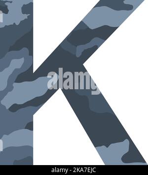Englisches Alphabet Buchstabe K, Khaki-Stil isoliert auf weißem Hintergrund - Vektor-Illustration Stock Vektor