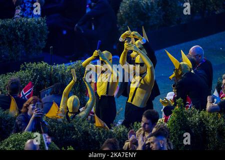 Turin, Italien 20220515. Subwoolfer beim Finale des Eurovision Song Contest im Pala Olimpico in Turin am Samstagabend. Foto: Heiko Junge / NTB Stockfoto