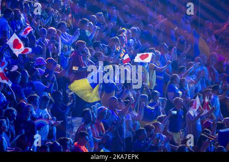 Turin, Italien 20220515. Die Ukraine und das Kalush Orchestra haben am Samstagabend das Finale des Eurovision Song Contest im Pala Olimpico in Turin gewonnen. Foto: Heiko Junge / NTB Stockfoto