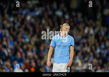 Manchester, Großbritannien 20220914. Erling Braut Haaland von Manchester City während des Champions-League-Fußballmatches zwischen Manchester City und Borussia Dortmund im Etihad Stadium. Foto: Fredrik Varfjell / NTB Stockfoto