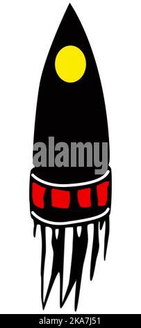 Cartoon Raumschiff mit Rumpf wie Tintenfisch isoliert auf weiß. Vektordesign-Element. Stock Vektor