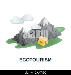 Symbol für den Ökotourismus. 3D Illustration aus der Resorts Kollektion. Creative Ecotourism 3D Symbol für Web-Design, Vorlagen, Infografiken und vieles mehr Stock Vektor