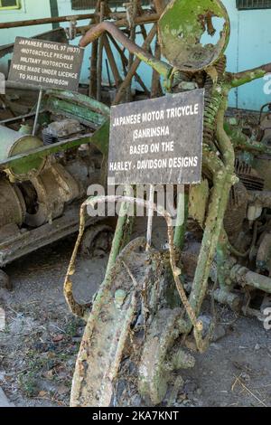 Ausstellung des historischen japanischen Motorrads aus dem zweiten Weltkrieg, Kokopo war Museum, Kokopo, Papua-Neuguinea Stockfoto