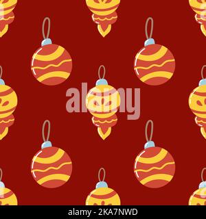 Cristmas Nahtloses Muster mit dekorativen Kugeln. Perfekte Foe Xmas Hintergrund, Geschenkpapier, Stoffdruck. Stock Vektor