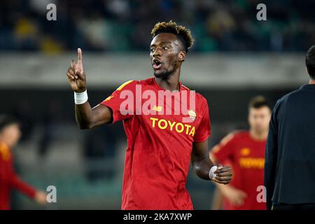 Verona, Italien. 31. Oktober 2022. Roma's Tammy Abraham Portrait während Hellas Verona FC vs AS Roma, italienische Fußballserie A Spiel in Verona, Italien, Oktober 31 2022 Quelle: Independent Photo Agency/Alamy Live News Stockfoto