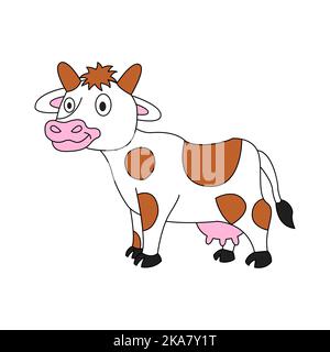 Niedliches Tier der Kuh auf Cartoon-Version, Vektor-Illustration Stock Vektor