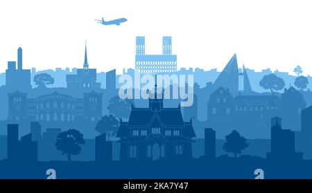 Norwegen berühmte Wahrzeichen durch Silhouette Stil, Vektor-Illustration Stock Vektor