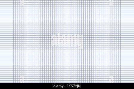 Diagrammpapier. Bedruckbares quadratische Rasterpapier mit horizontalen Farblinien. Geometrischer Hintergrund für Schule, Texturen, Notizbuch, Tagebuch. Realistisches Futter Stock Vektor