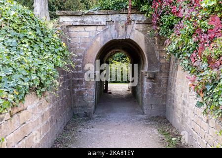 Tunnel zum Eagle Pond, Newstead Abbey, Nottinghamshire, England, Großbritannien Stockfoto