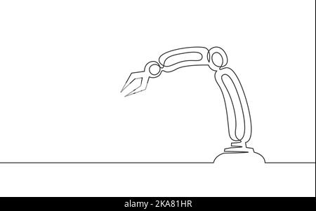 Manipulator mit niedrigem Polyesterbereich am Roboterarm. Dreieckige Form der Baugruppenkonstruktion. Kontinuierliche eine Linie Kunst Roboter künstliche Maschinen Innovationstechnologie Stock Vektor
