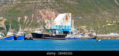 Angelboote in Hout Bay - Kapstadt. Fischerboote im Hafen von Hout Bay - in der Nähe von Kapstadt, Südafrika. Stockfoto