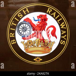 Das britische Rail Lion and Wheel Emblem. Stockfoto