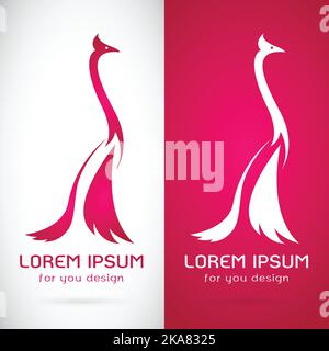 Vektor-Bild von Pfau-Design auf weißem Hintergrund und rosa Hintergrund, Logo, Symbol. Leicht editierbare Vektorgrafik mit Ebenen. Wilde Tiere. Stock Vektor