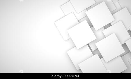 Ein weißer geometrischer Hintergrund aus überlappenden Quadraten. Ideal für Karten. 3D Abbildung. Stockfoto