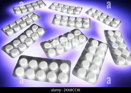 Tabletten in Blister-Packungen Stockfoto