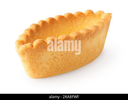 Ein leeres Tartlet, eine herbe Schale, isoliert auf weißem Hintergrund Stockfoto