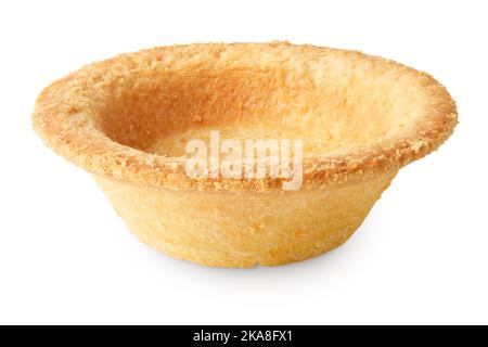 Ein leeres Tartlet, eine herbe Schale, isoliert auf weißem Hintergrund Stockfoto