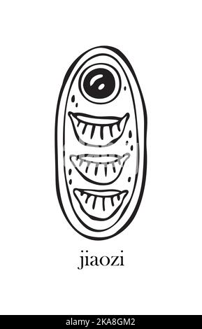 Vektor-Illustration eines chinesischen Gerichts - Jiaozi. Gerichte für Weihnachten und Neujahr. Stock Vektor