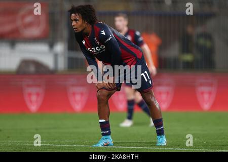 Monza, Italien. 31. Oktober 2022. Joshua Zirkzee vom FC Bologna schaut während des AC Monza gegen den FC Bologna, italienisches Fußballspiel der Serie A in Monza, Italien, Oktober 31 2022 Quelle: Independent Photo Agency/Alamy Live News Stockfoto