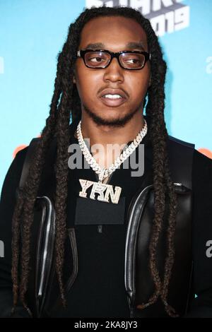 Los Angeles, Usa. 01.. November 2022. (FILE) Migos Rapper Takeoff tot um 28 Uhr. Der Start des Rappers von Migos wurde am 1. November 2022 in Houston, Texas, bei einer morgendlichen Schießerei getötet, wie mehrere Verkaufsstellen berichten. LOS ANGELES, KALIFORNIEN, USA - 23. MÄRZ: Der amerikanische Rapper-Start (Kirshnik Khari Ball) des Hip-Hop-Trios Migos kommt bei Nickelodeons 2019 Kids' Choice Awards an, die am 23. März 2019 im USC Galen Center in Los Angeles, Kalifornien, USA, verliehen wurden. (Foto von Xavier Collin/Image Press Agency) Quelle: Image Press Agency/Alamy Live News Stockfoto