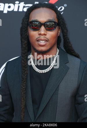 Los Angeles, Usa. 01.. November 2022. (FILE) Migos Rapper Takeoff tot um 28 Uhr. Der Start des Rappers von Migos wurde am 1. November 2022 in Houston, Texas, bei einer morgendlichen Schießerei getötet, wie mehrere Verkaufsstellen berichten. LOS ANGELES, KALIFORNIEN, USA - 10. JULI: Der amerikanische Rapper-Start (Kirshnik Khari Ball) des Hip-Hop-Trios Migos kommt bei den ESPY Awards 2019 im Microsoft Theater L.A. an Live am 10. Juli 2019 in Los Angeles, California, USA. (Foto von Xavier Collin/Image Press Agency) Quelle: Image Press Agency/Alamy Live News Stockfoto