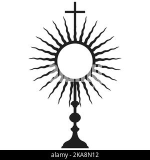 Monstranz Silhouette, Sakrament der eucharistie, heilige Kommunion, corpus christi, Vektor Stock Vektor