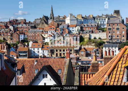 Über die Dächer von Whitby North Yorkshire England Stockfoto