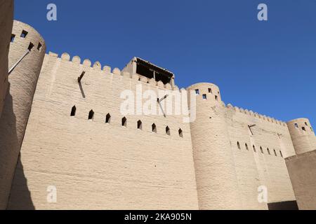 AK Sheikh Bobo Bastion, Kunya Ark Palace Dachterrasse, Ichan Kala (innere Festung), Khiva, Provinz Khorezm, Usbekistan, Zentralasien Stockfoto