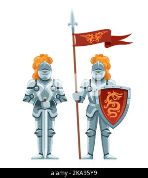 Ritter in Rüstung mit einem Schwert Stock Vektor