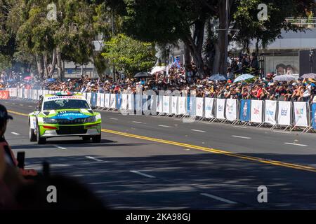 GUADALAJARA, MEXIKO - 25 2022. OKTOBER: Showrun Benito Guerra Jr, Rallyewagensieger Stockfoto