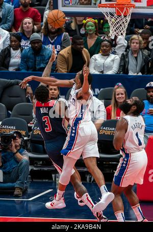 NBA Basketball die Washington Wizards spielen gegen die philadelphia 76ers. Stockfoto