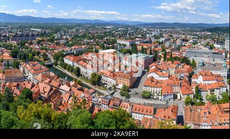 Blick über die Altstadt von der Lubljana Burg, Ljubljana, Slowenien Stockfoto