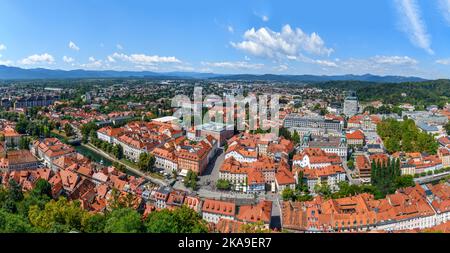 Blick über die Altstadt von der Lubljana Burg, Ljubljana, Slowenien Stockfoto