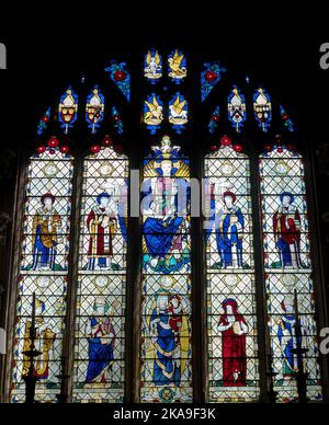 Buntglasfenster in der Ely Cathedral, Cambridgeshire Stockfoto
