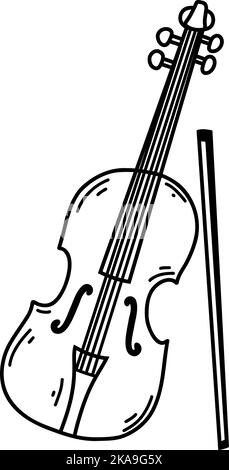 Doodle Geige. Vektor Skizze Illustration von Musikinstrument, schwarze Umrisskunst für Webdesign, Icon, Druck, Malseite. Stock Vektor