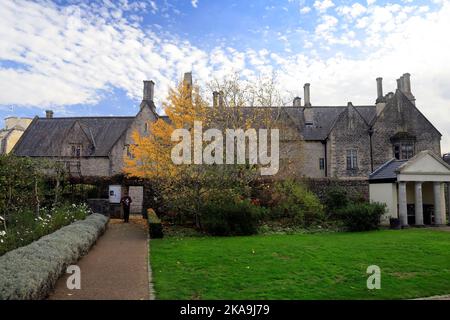 Cowbridge. Alte Grammarschule (heute Wohnungen), vom Cowbridge Physic Garden aus gesehen. , Anfang Herbst 2022. Oktober. Zyl Stockfoto