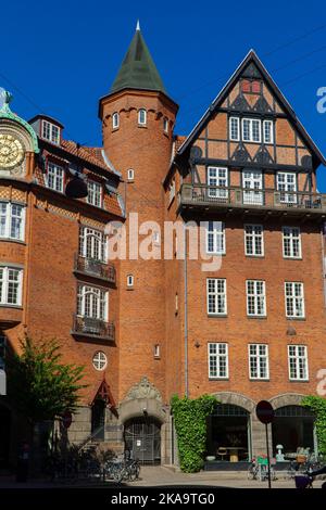 Ein frühes nationales romantisches Wohngebäude in Kopenhagen. Stockfoto