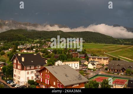 Panorama des Dorfes Villard de Lans in der Alpen in Frankreich Stockfoto