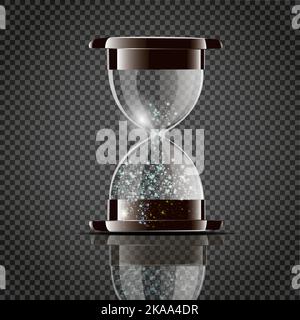 Transparenten sand Sanduhr auf weißem Hintergrund. Einfache und elegante sand-glass Timer. Sand clock Icon 3D-Darstellung Stock Vektor