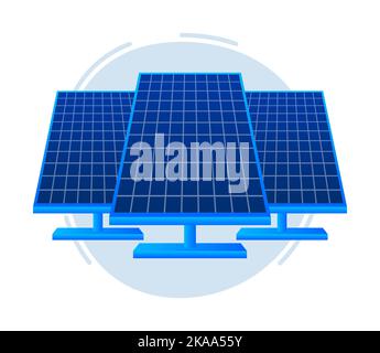 Solar-PV-Panel-Kraftwerk. Isometrischer Vektor. Geometrische Vektorgrafik. Technologiekonzept Stock Vektor